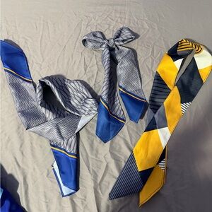 Stylish Blue and Yellow Patterned Scarves 3 scarves